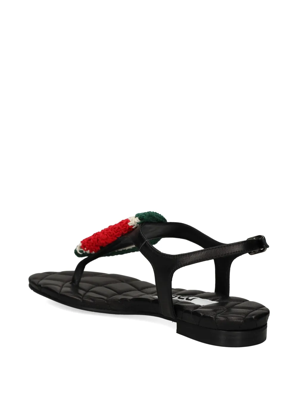 Ras quilted appliqué sandals Zwart