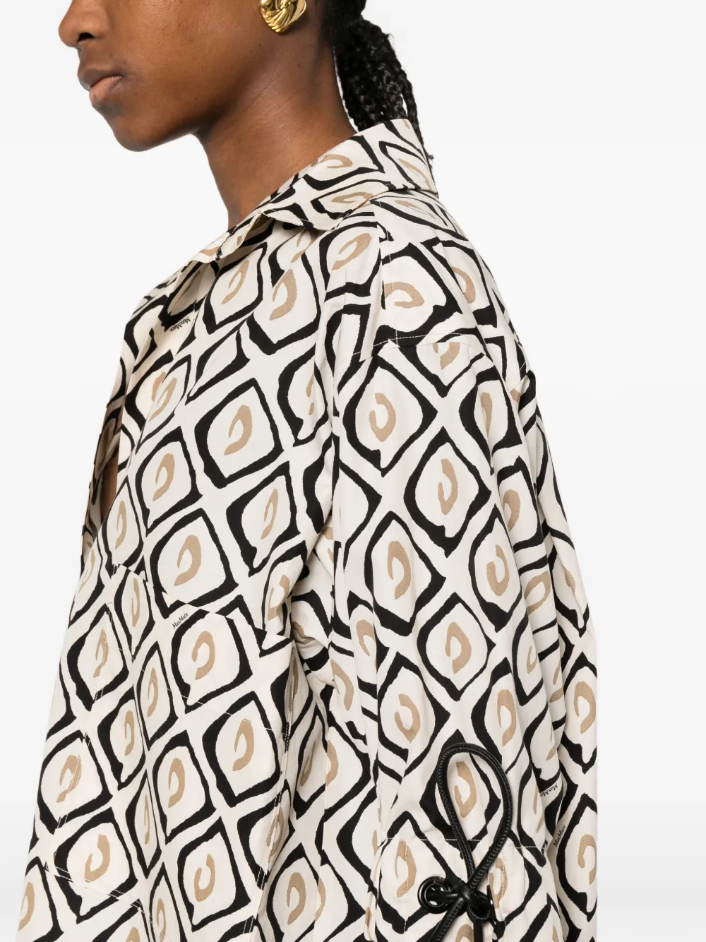 Max Mara Macru blouse met strik-detail en patroon Beige