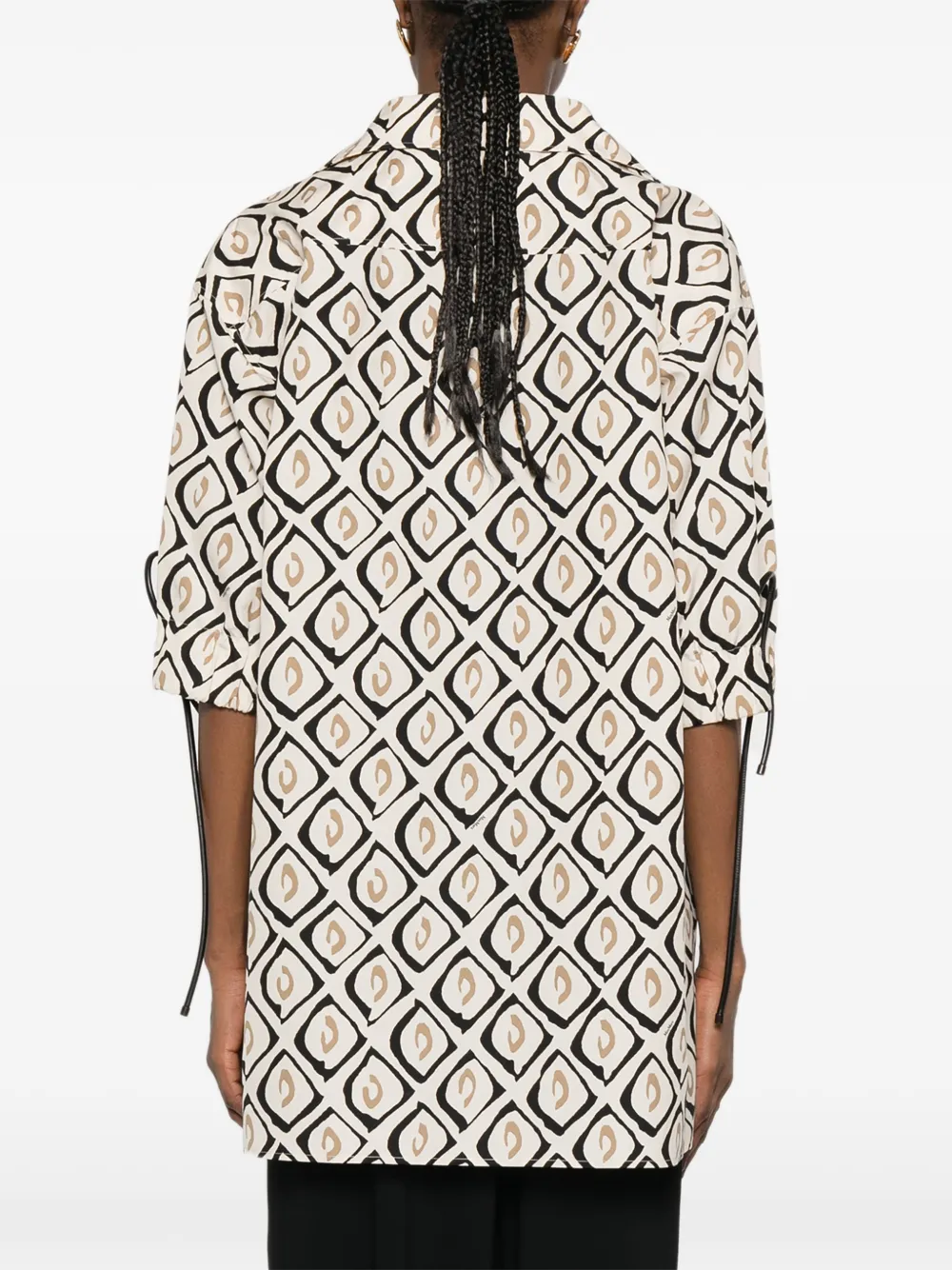 Max Mara Macru blouse met strik-detail en patroon Beige