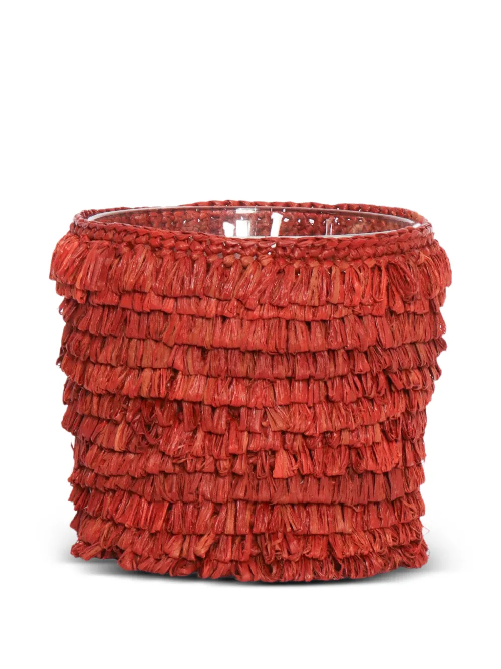 IBELIV fringed raffia-cover candle - Rosso