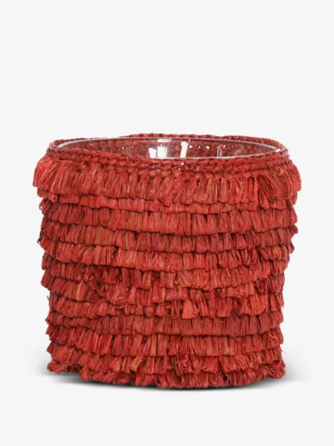 IBELIV fringed raffia-cover candle