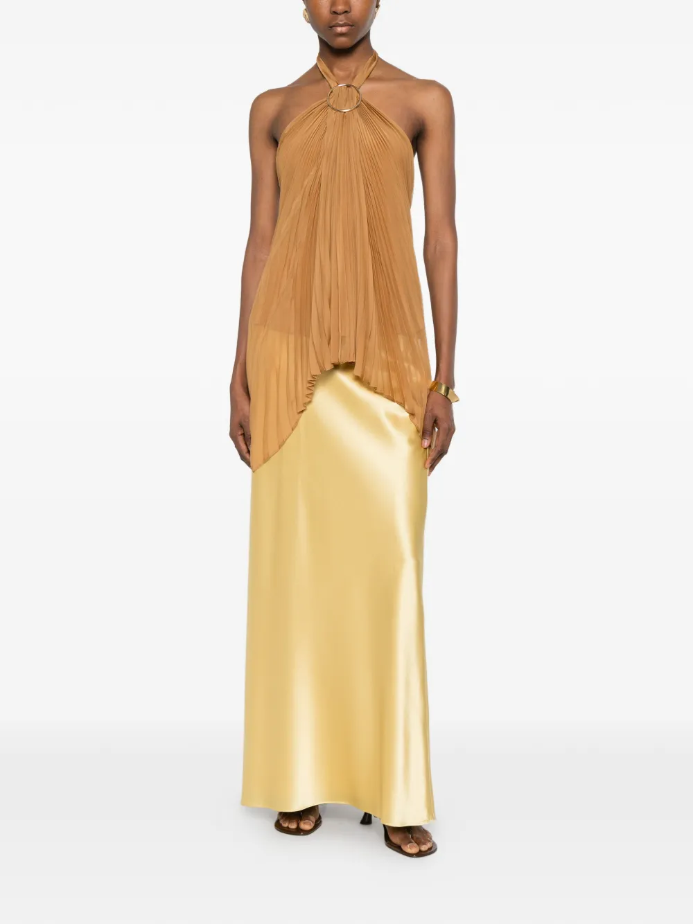 Max Mara Mxevalzer top met plooien en ring Beige