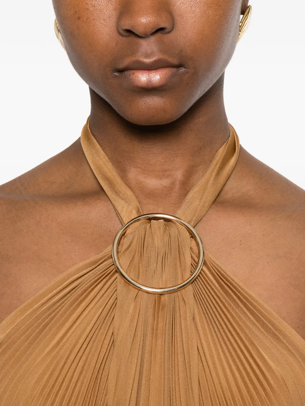 Max Mara Mxevalzer top met plooien en ring Beige