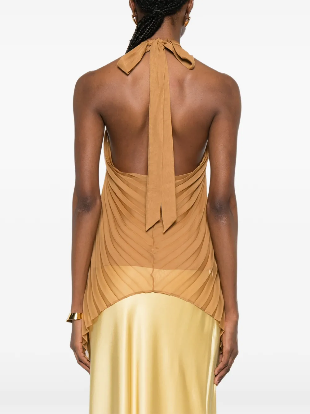 Max Mara Mxevalzer top met plooien en ring Beige