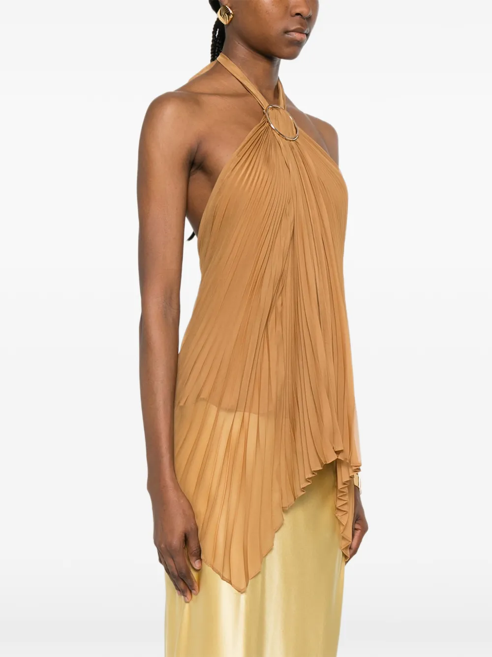 Max Mara Mxevalzer top met plooien en ring Beige