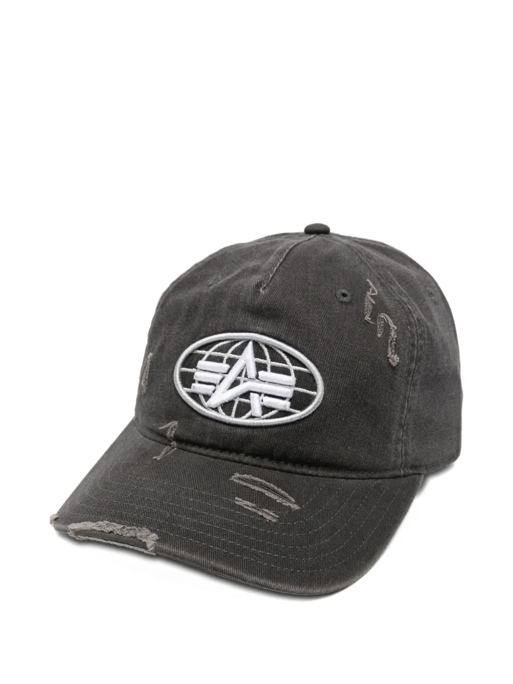 Alpha Industries logo-embroidered distressed hat - Grau