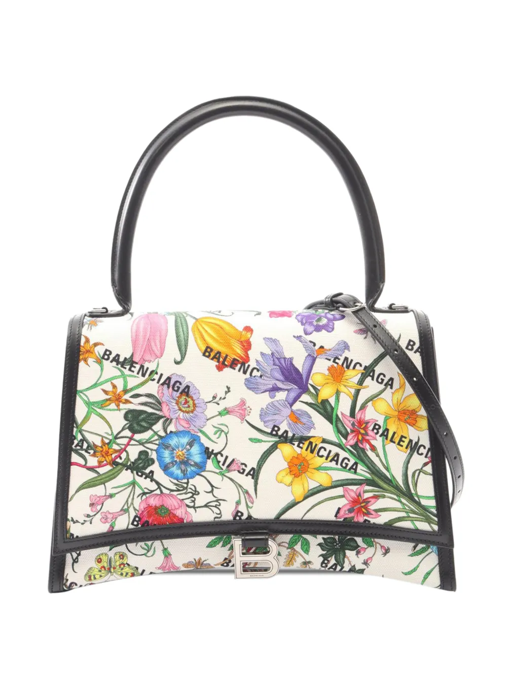 Gucci Pre-Owned 2016-2025 x Balenciaga The Hacker Project Flora Hourglass Handle Bag satchel - Bianco