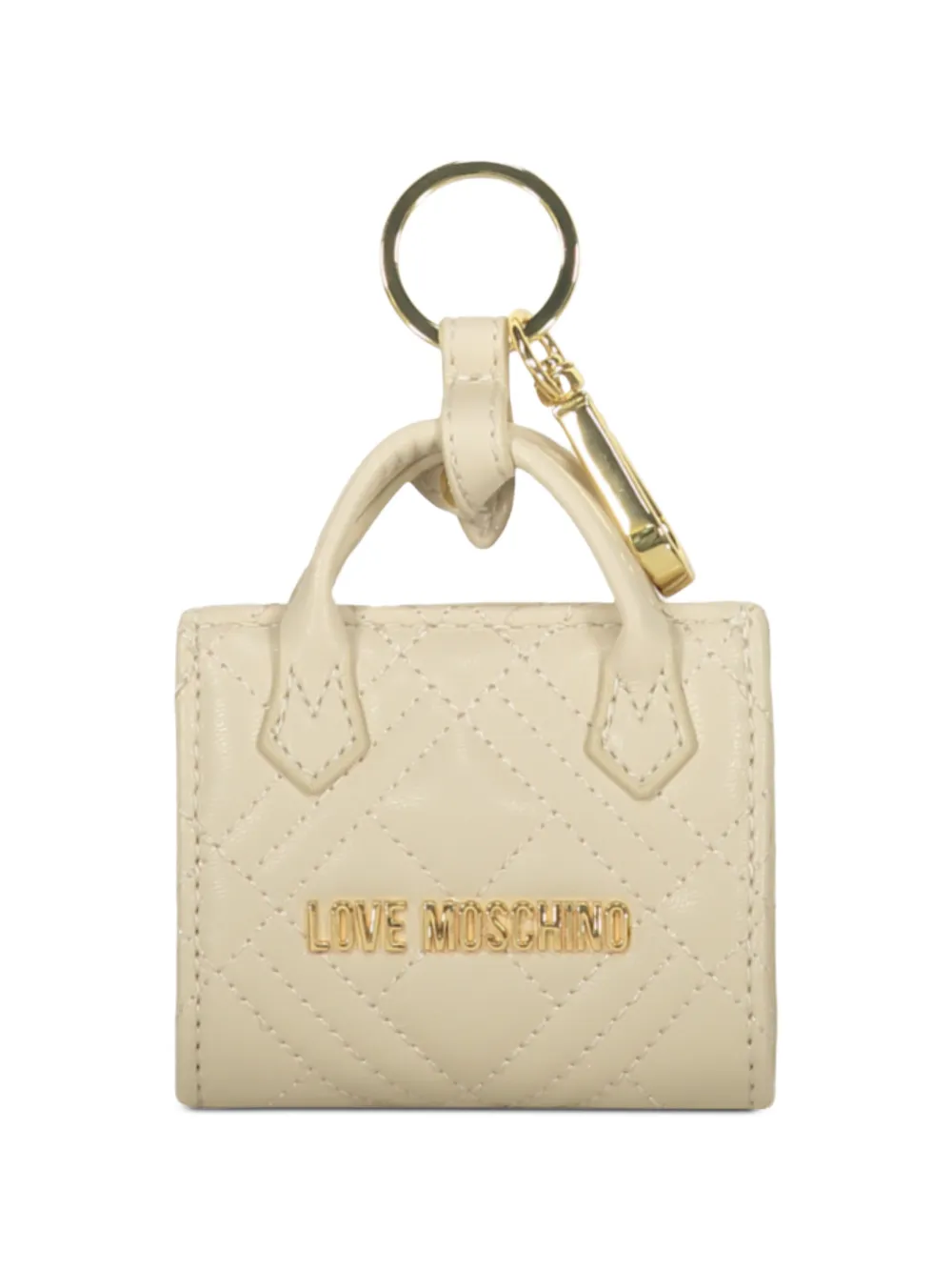 Love Moschino quilted-bag keyring - Nude