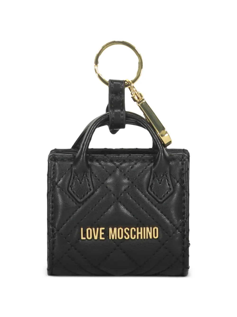 Love Moschino quilted-bag keyring - Nero