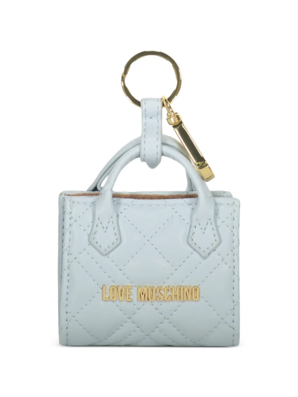 Love Moschino quilted-bag keyring - Blau