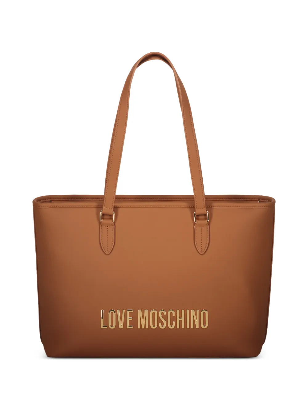 Love Moschino logo-plaque tote bag - Marrone