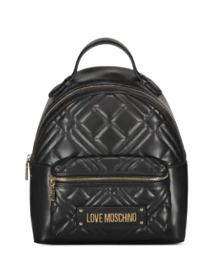 Love Moschino Quilted Logo Lettering Backpack | Black | FARFETCH display picture 1
