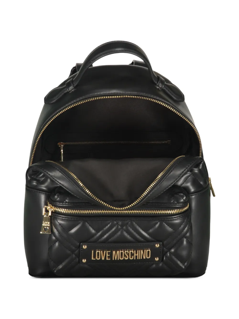 Love Moschino Gewatteerde rugzak met logoplakkaat Zwart