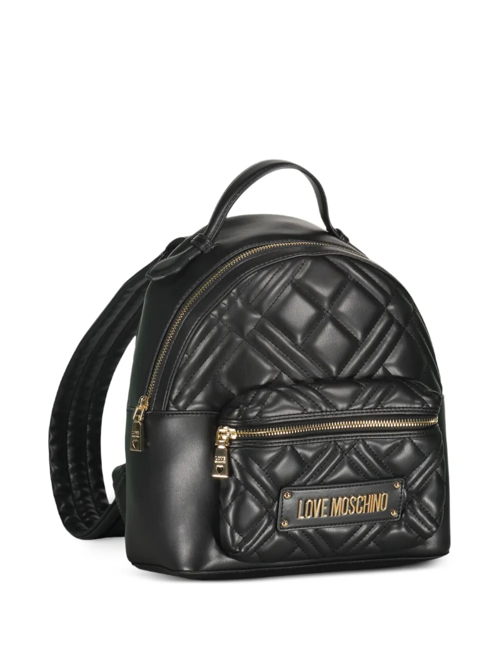 Love Moschino Gewatteerde rugzak met logoplakkaat Zwart