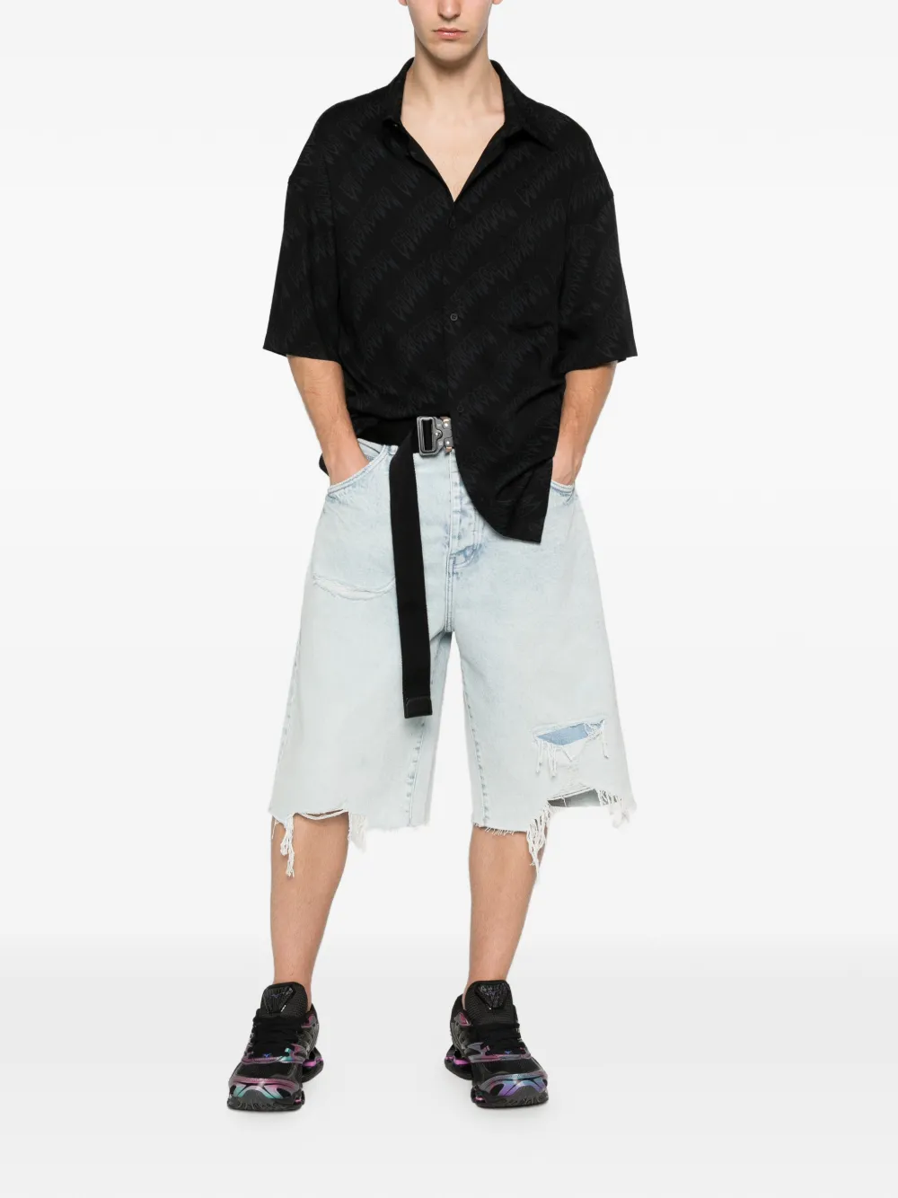 Balenciaga Overhemd met palmboomprint Zwart