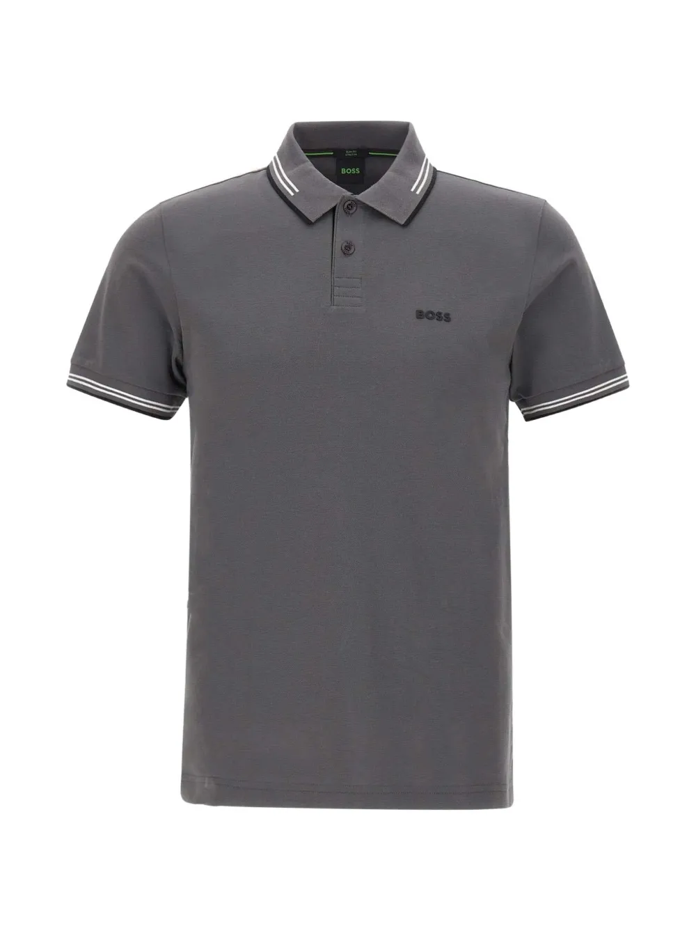 BOSS striped-trim polo shirt - Grigio