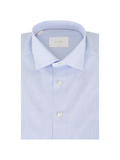 Eton blue check contemporary fit dress shirt