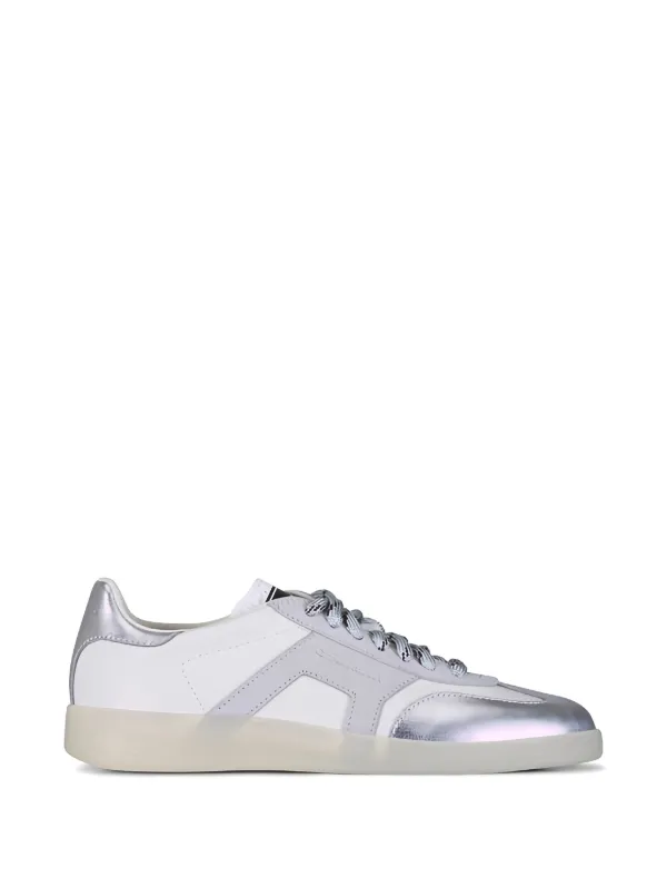 Santoni DBS Oly Panelled Leather Sneakers in White