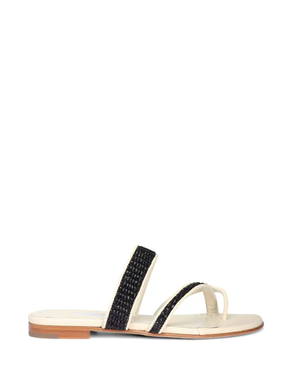 Manolo Blahnik Susara Thong-strap Flat Sandals in Neutrals