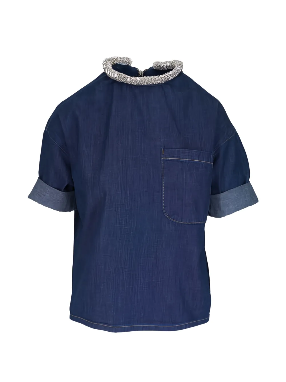 TWP Ex T pocket collar-embellished blouse - Blu