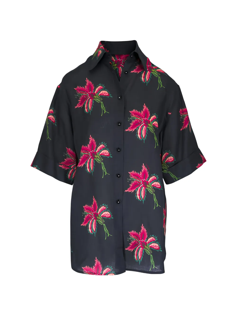 Valentino Garavani floral short-sleeves blouse - Black