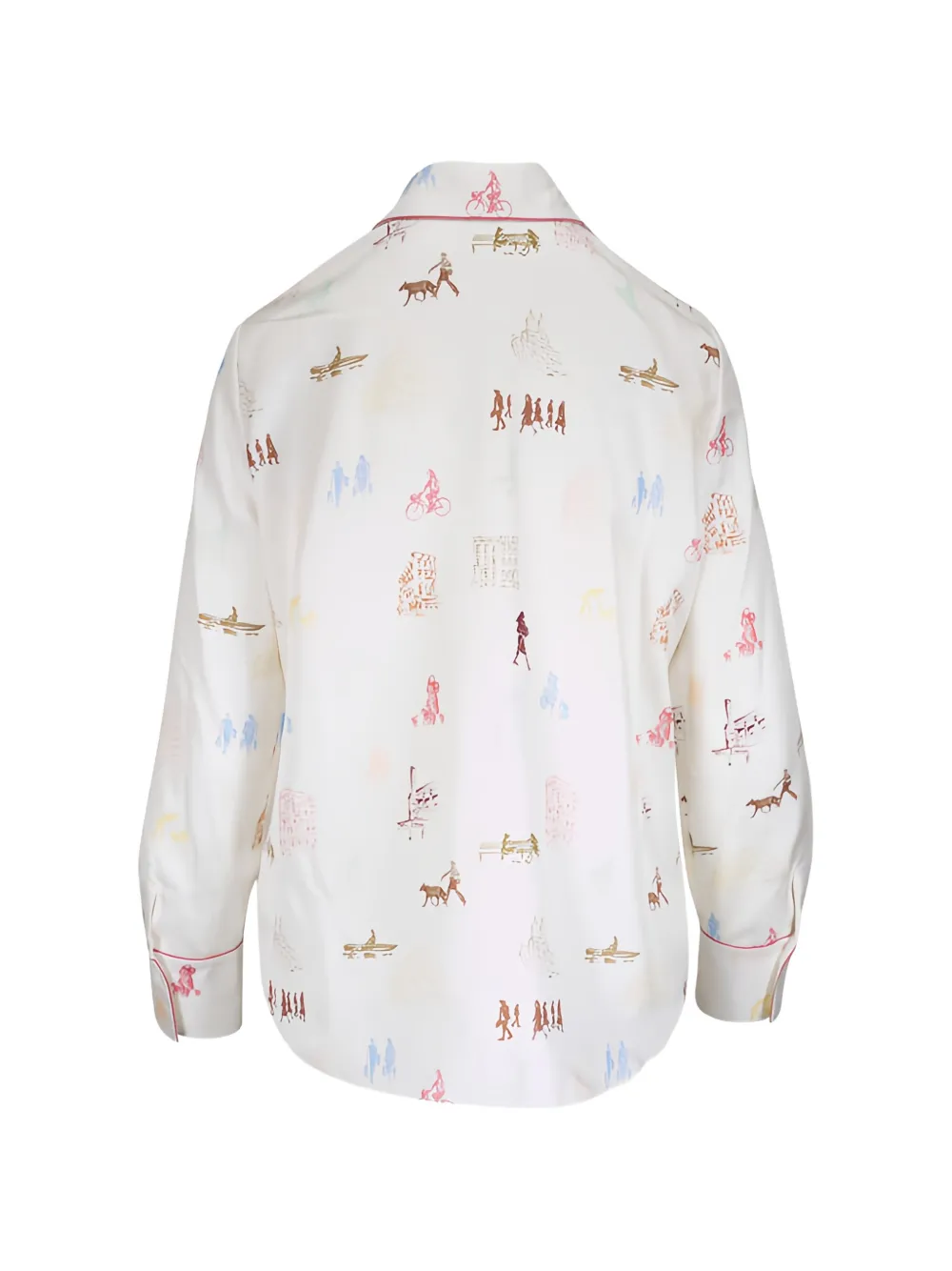  Lafayette 148 Print Twill Blouse - White 