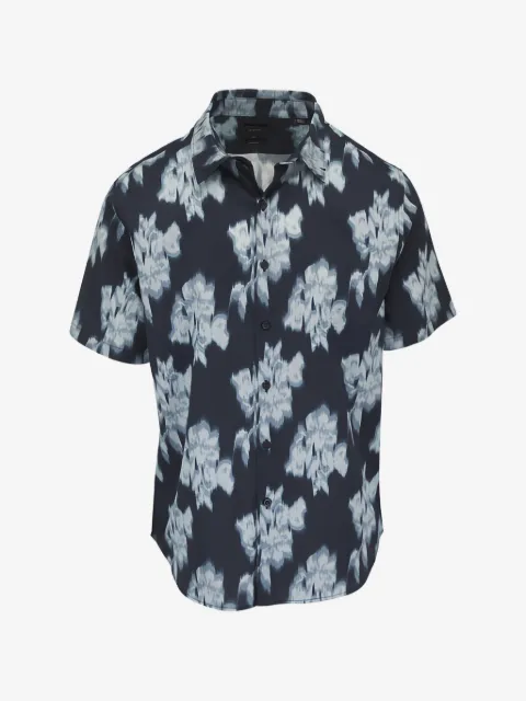 Vince floral-print short-sleeve button-down cotton shirt