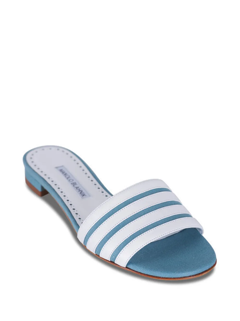 Manolo Blahnik Kenitra gestreepte sandalen Blauw