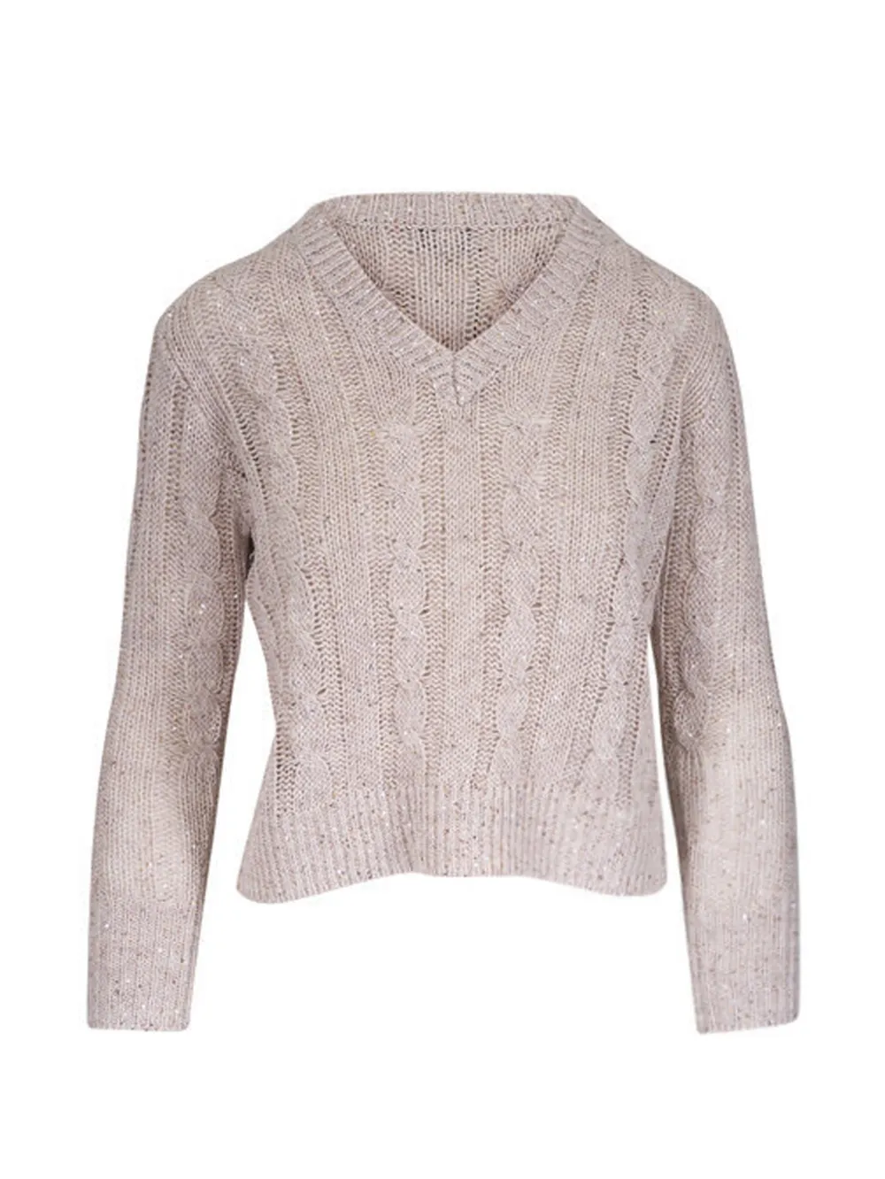 Kinross Cashmere cable knit V-neck sweater - Neutrals