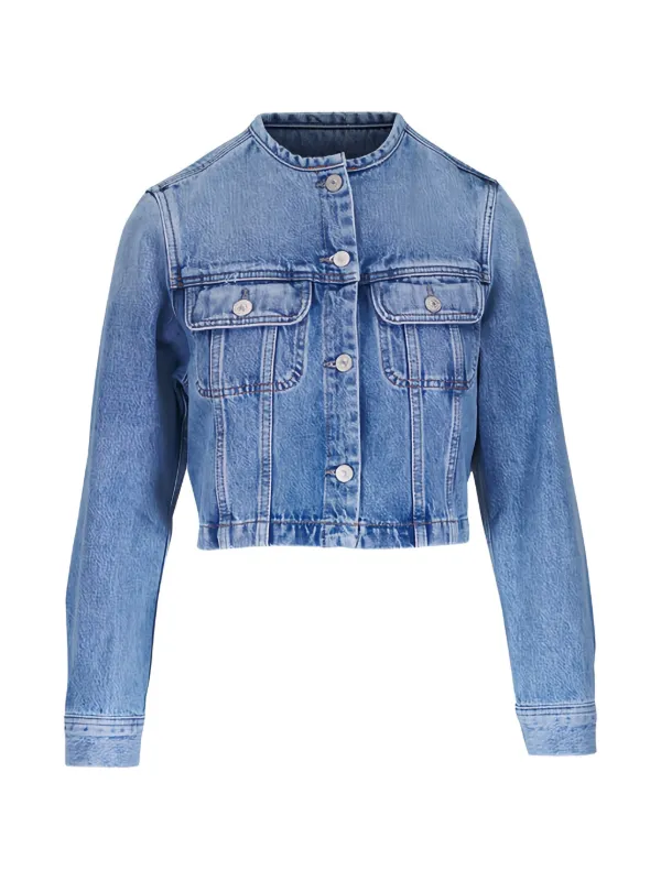 Citizens of Humanity Buttoned Cropped Jacket in Blue