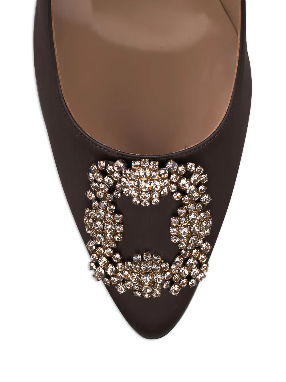 Manolo Blahnik Hangisi 90 satijnen verfraaide pumps Bruin