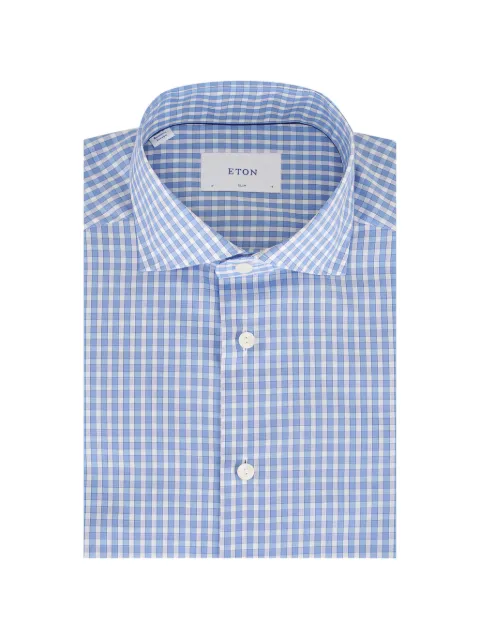 Eton check-pattern button-down cotton shirt