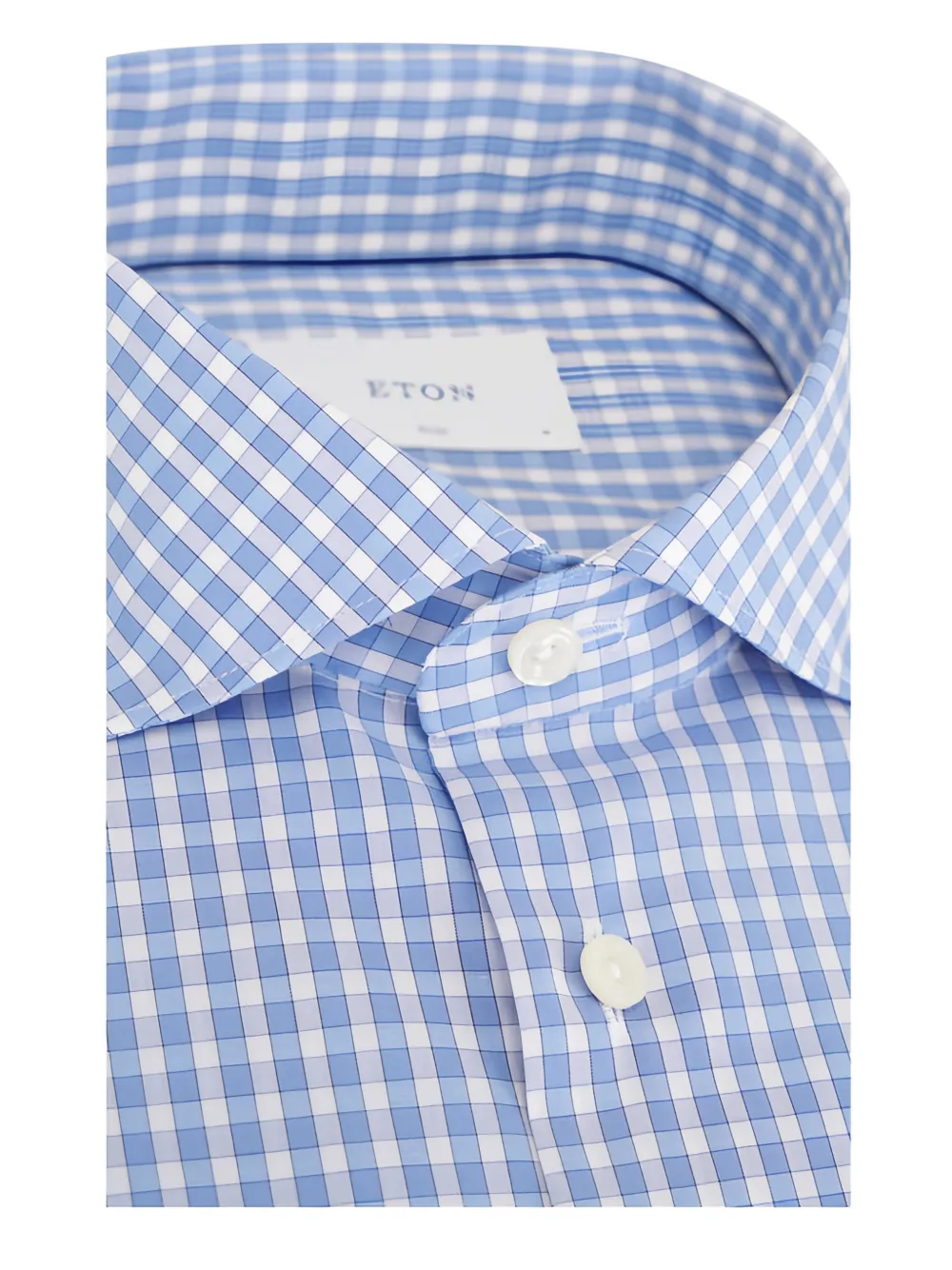 Eton Check-pattern Button-down Cotton Shirt - Blue 
