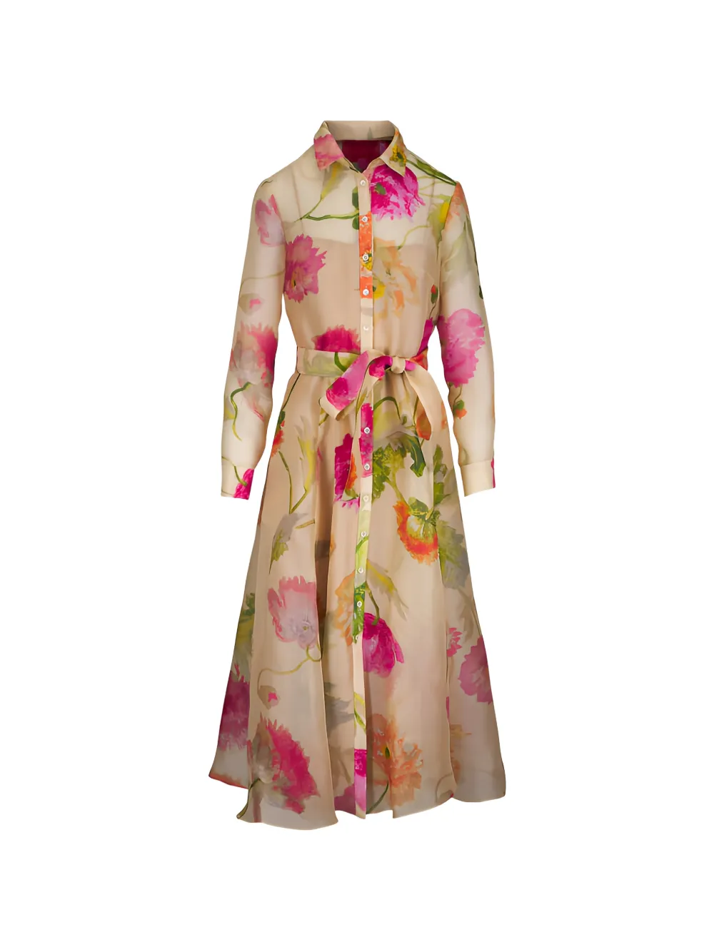 Carolina Herrera floral tie-waist maxi dress - Nude
