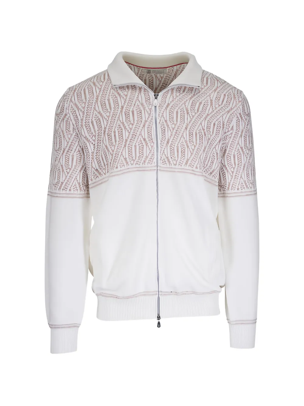 Brunello Cucinelli patterned zip sweatshirt - Bianco