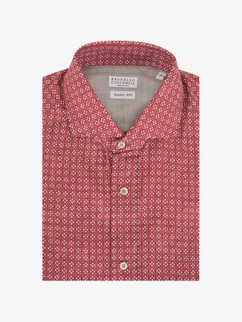 Brunello Cucinelli camisa con botones y motivo geométrico