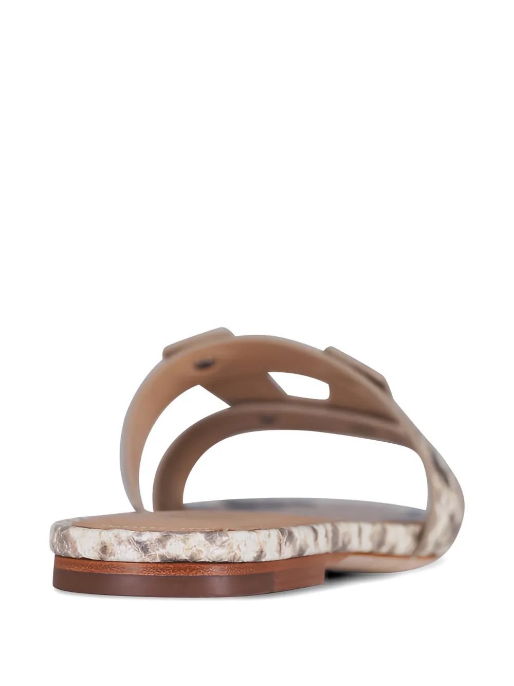 Veronica Beard Via Slide sandalen met slangenleer-reliëf Beige