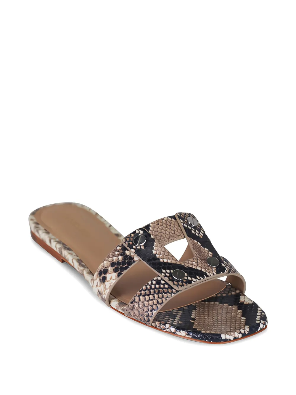 Veronica Beard Via Slide sandalen met slangenleer-reliëf Beige