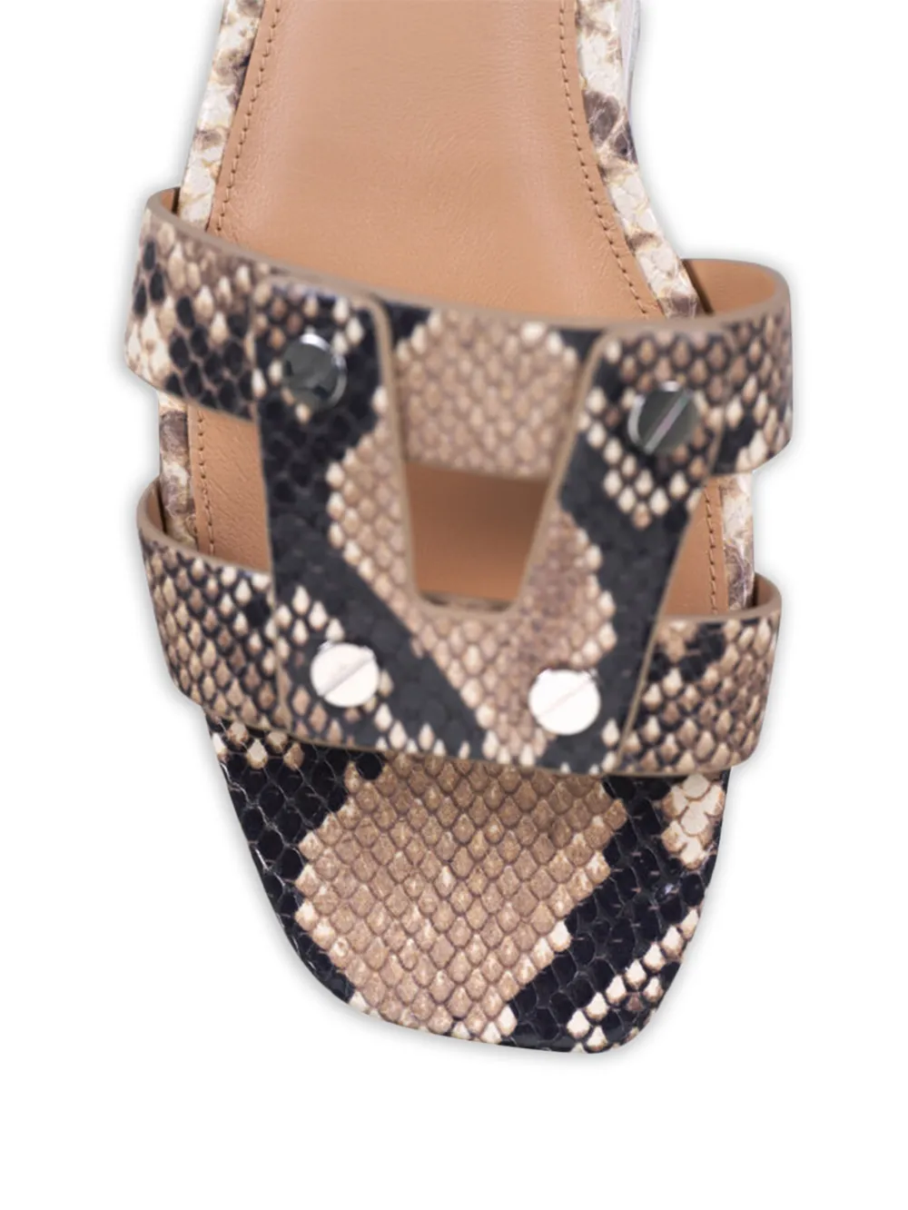 Veronica Beard Via Slide sandalen met slangenleer-reliëf Beige