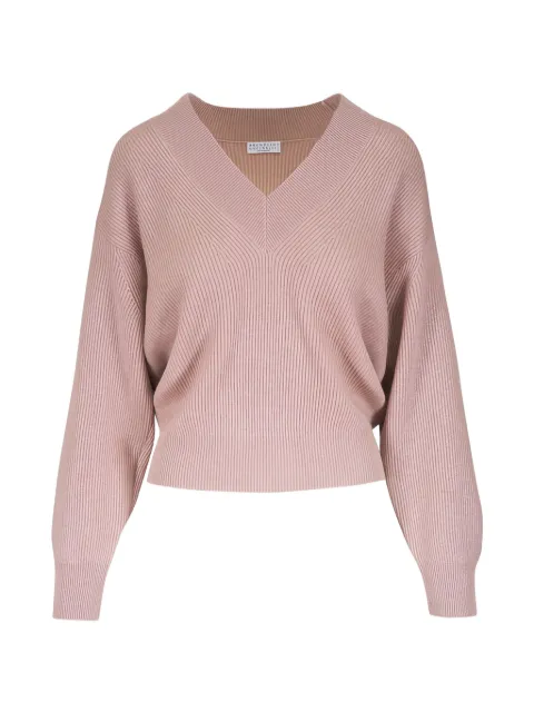 Brunello Cucinelli V-neck ribbed sweater