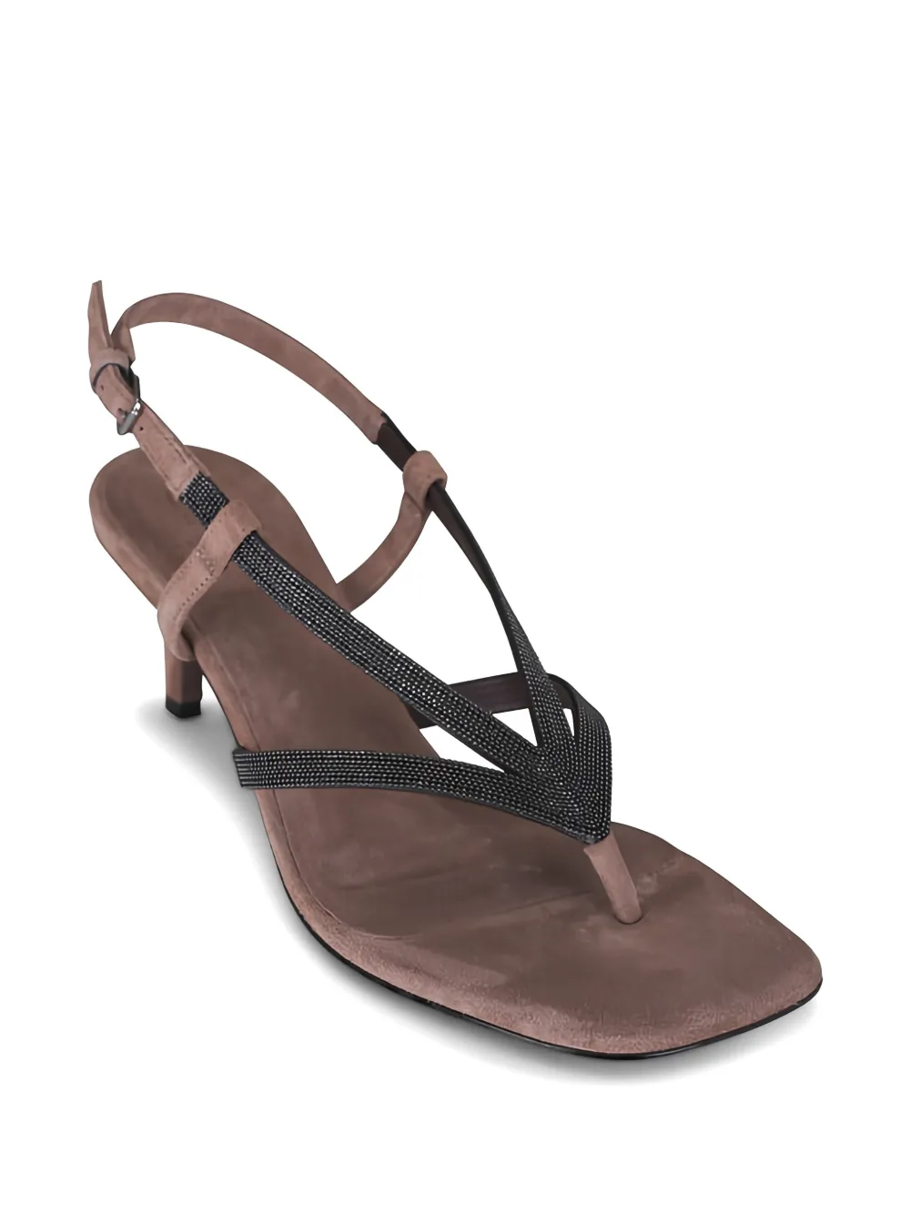  Brunello Cucinelli Square-toe Embellished Sandals - Neutrals 
