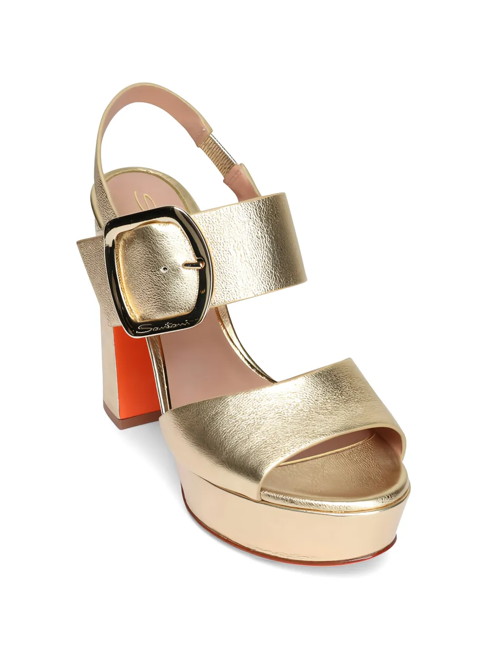 Santoni buckle platform sandals Goud