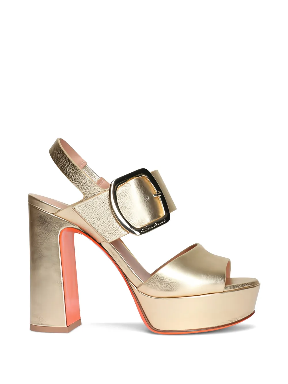 Santoni buckle platform sandals Goud