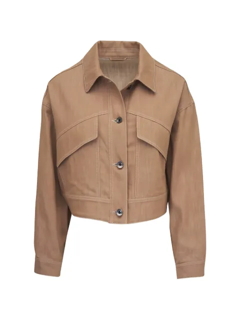 Brunello Cucinelli chamarra corta con bolsillos y solapa