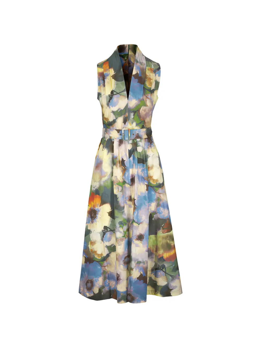 Lela Rose belted floral print dress - Blu