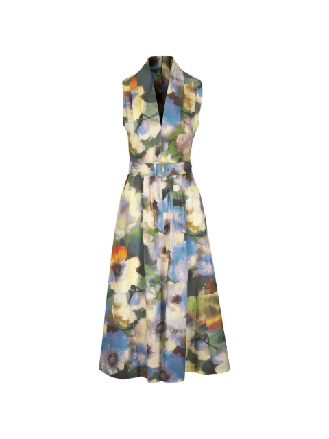 Lela Rose belted floral print dress