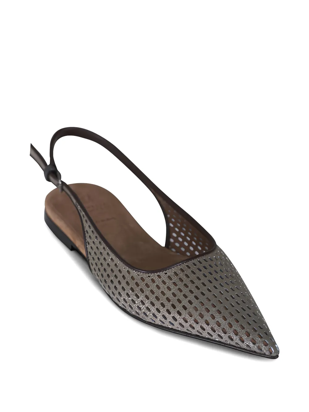 Brunello Cucinelli Slingback geperforeerde ballerina's Goud