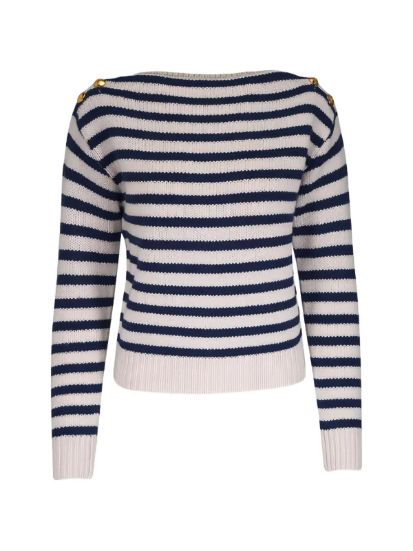 Nili Lotan Tandy Striped Button Sweater in Neutrals