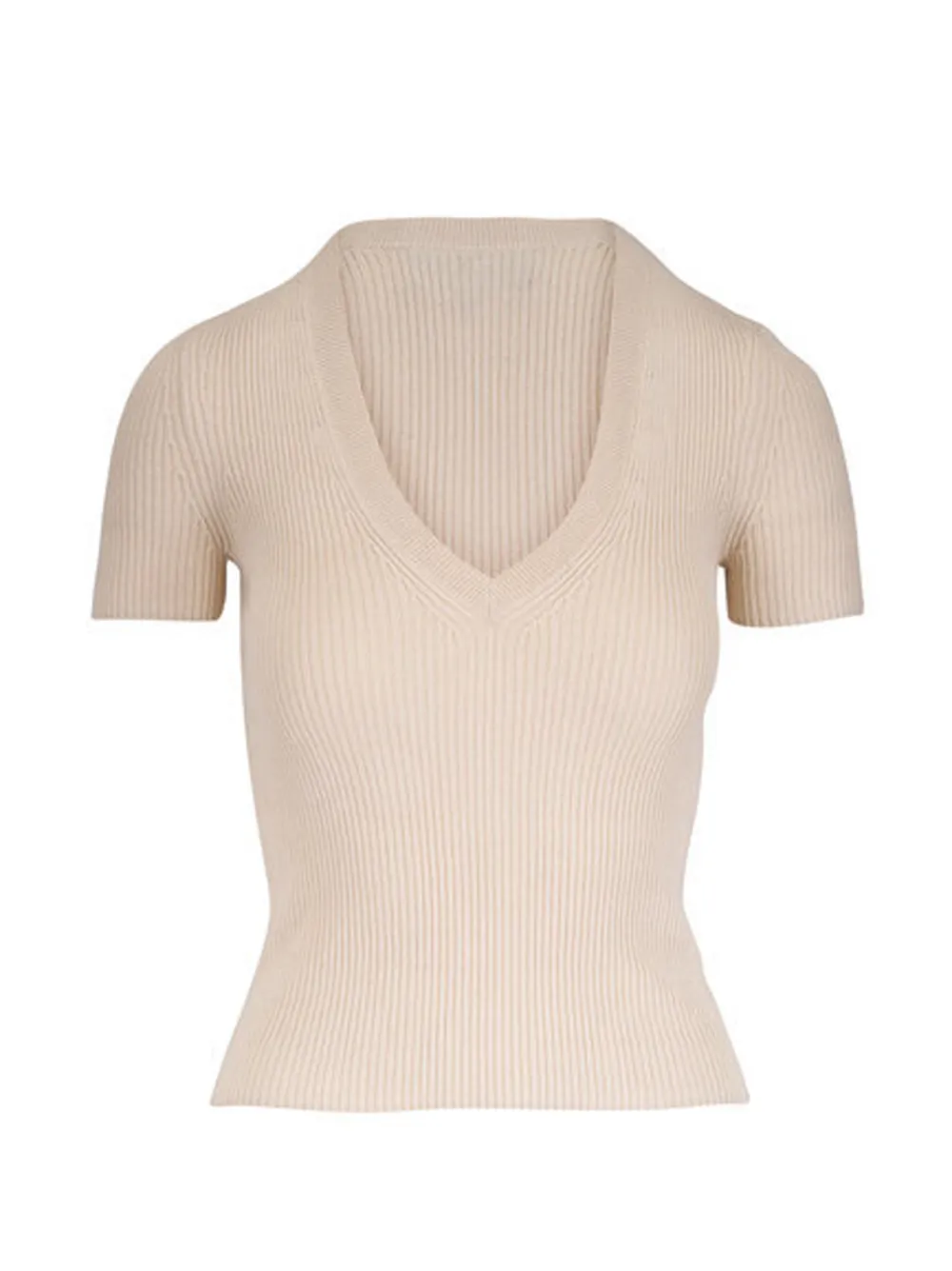 Nili Lotan Italia ribbed V-neck T-shirt - Toni neutri