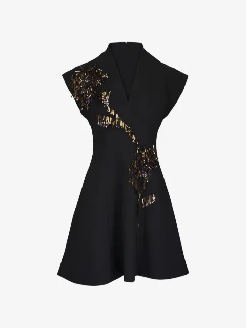 Lela Rose embroidered V-neck mini dress